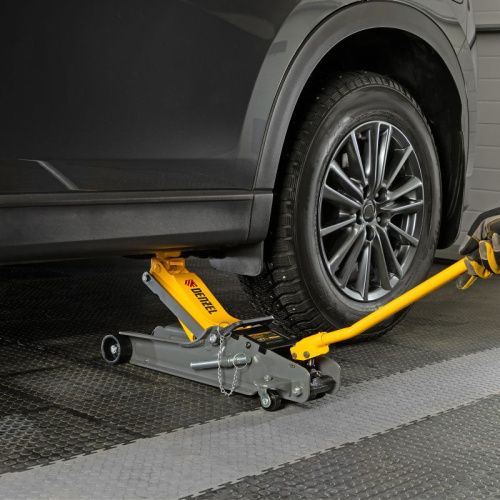 Домкрат гидравлический подкатной с фиксатором, 2,5 т,  85-385 мм, в пласт. кейсе Denzel-Tehinstrument