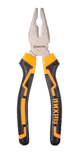 Плоскогубцы (пассатижи), 200мм., никелированные, двухкомпонентные рукоятки, Вихрь-Tehinstrument