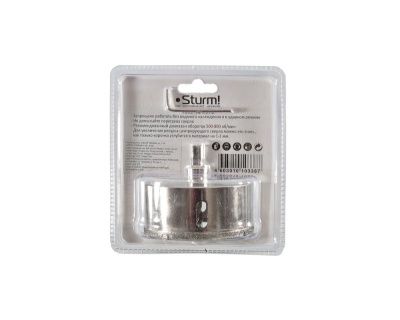 Коронка алмазная по керамограниту 90 х 70 мм,3гр. Хв., с центрир. Cверл.  Sturm-Tehinstrument