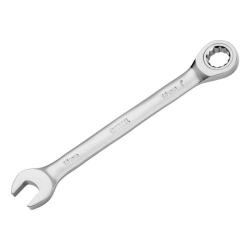 Ключ комбинированный трещоточный, 15 мм, CrV, матовый хром Denzel-Tehinstrument