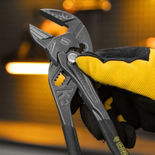 Клещи переставные, кнопочный механизм, обливные рукоятки, сантехнические, 250 мм Denzel-Tehinstrument