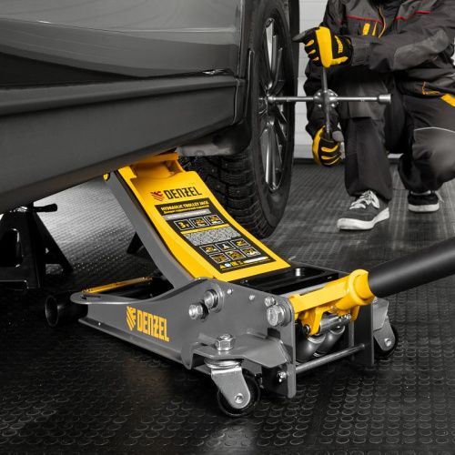 Домкрат гидравлический подкатной, 3 т, 75-500 мм, быстрый подъем, низкий подхват, проф. Denzel-Tehinstrument