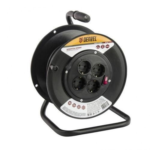 Удлинитель силовой на кабельной катушке, 25 м, 4 розетки, 16 А, серия УХз16 Denzel-Tehinstrument