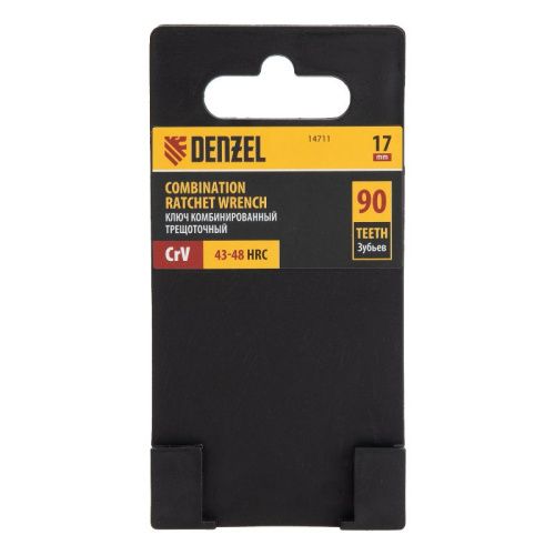 Ключ комбинированный трещоточный, 17 мм, CrV, матовый хром Denzel-Tehinstrument