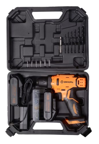 Дрель-шуруповерт Вихрь ДА-16Л-2КА с набором оснастки 65 предметов-Tehinstrument