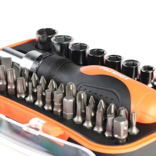 Отвертка-трещотка PATRIOT с битами и торцевыми головками-Tehinstrument