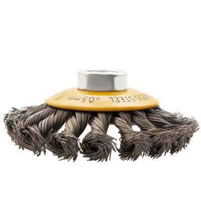 Щетка для УШМ, 100 мм, "Тарелка", крученая нержавеющая проволока 0.5 мм, М14 Denzel-Tehinstrument