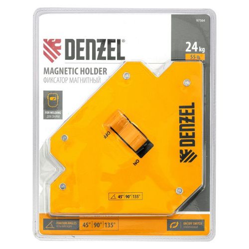 Фиксатор магнитный отключаемый для сварочных работ усилие 55 LB, 45х90х135 град. Denzel-Tehinstrument