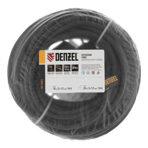 Удлинитель-шнур силовой Top Series, КГТТ, 20м, 1 розетка, 3 x 1,5 мм, 3 м Denzel-Tehinstrument