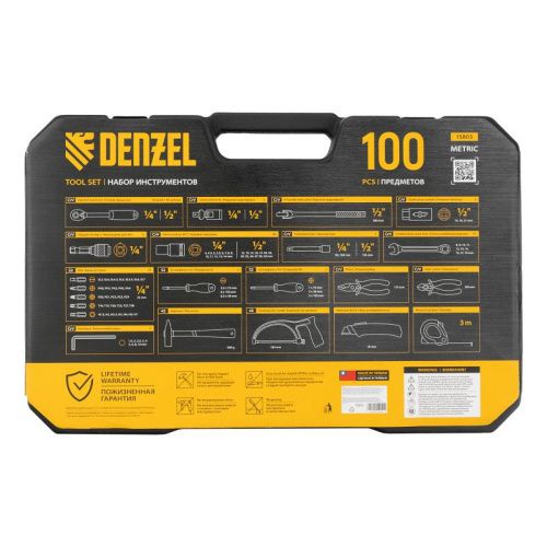 Набор инструментов 100 предметов Denzel, пластиковый кейс-Tehinstrument