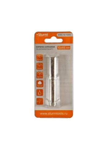 Коронка алмазная по керамограниту 10 х 65 мм, блистер,  Sturm-Tehinstrument