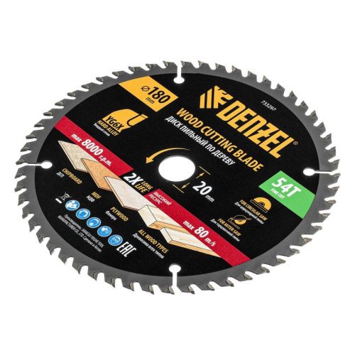 Пильный диск по дереву ф180 х 20 мм, 54зубьев Denzel-Tehinstrument