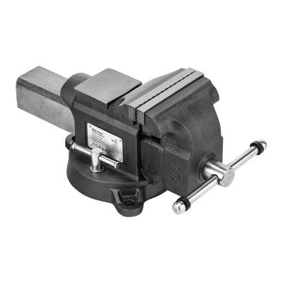 Тиски слесарные BVH-125, 125 мм, поворотные, стальная направляющая, с наковальней //Denzel-Tehinstrument