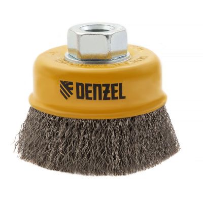 Щетка для УШМ, 75 мм, "Чашка", витая нержавеющая проволока 0.3 мм, М14 Denzel-Tehinstrument