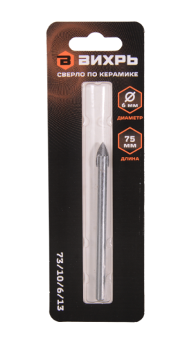 Сверло по керамике и стеклу ВИХРЬ 6 мм-Tehinstrument