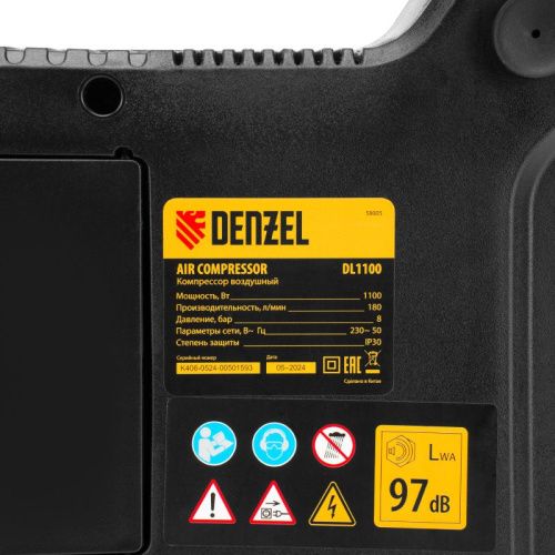 Компрессор воздушный DENZEL DL1100, с набором аксессуаров-Tehinstrument