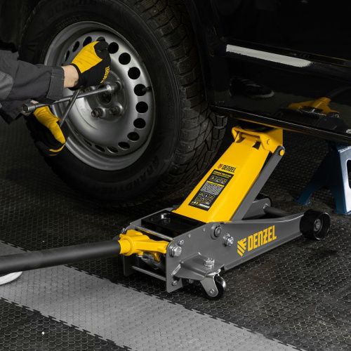 Домкрат гидравлический подкатной, 3 т, 125-470 мм, быстрый подъем, проф. Denzel-Tehinstrument