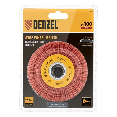 Щетка для УШМ, 100 мм, Плоская, нейлоновая щетина, посадка 22,2 мм Denzel-Tehinstrument