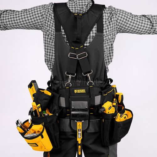 Пояс монтажника усиленный, с лямками, сумки поясные, держатель для молотка Denzel-Tehinstrument