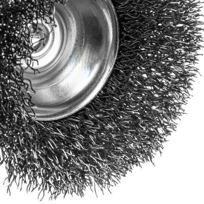 Щетка для дрели, 65 мм, Чашка, со шпилькой , нержавеющая витая проволока Denzel-Tehinstrument