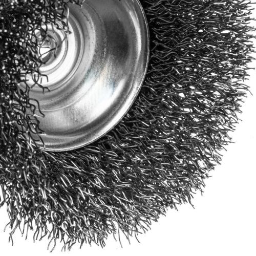 Щетка для дрели, 65 мм, Чашка, со шпилькой , нержавеющая витая проволока Denzel-Tehinstrument