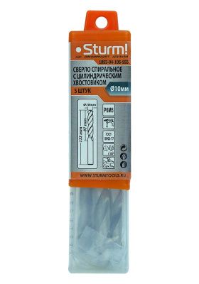 Сверло по металлу  Sturm 10х133 мм, сталь HSS, упаковка 5 шт-Tehinstrument