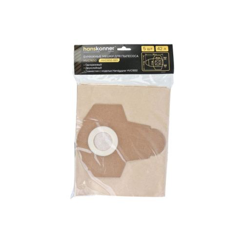 Бумажные мешки для пылесоса HVC1650 42л Hanskonner, 5шт/уп-Tehinstrument