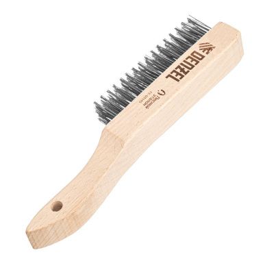 Щетка зачистная 5-и рядная, прямая проволока из нержавеющей стали с деревянной ручкой, EFP// Denzel-Tehinstrument