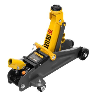 Домкрат гидравлический подкатной с фиксатором, 2 т, 130-330 мм, в кейсе Denzel-Tehinstrument