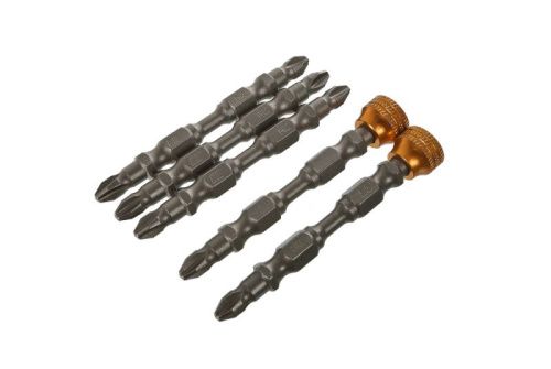 Биты PH2x65мм, 2 шт.с держ., 3 шт без держ. Сталь S2, 5шт, БОЕКОМПЛЕКТ-Tehinstrument