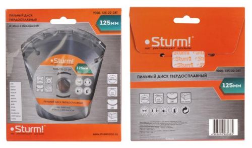 Пильный диск, размер 125x22x24 зуба, твердосплавные напайки  Sturm-Tehinstrument