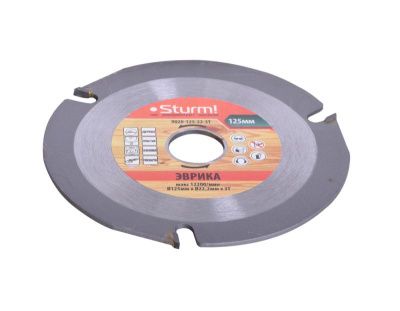 Пильный диск Эврика по дереву для УШМ, размер 125x22x3 зуба,  Sturm-Tehinstrument