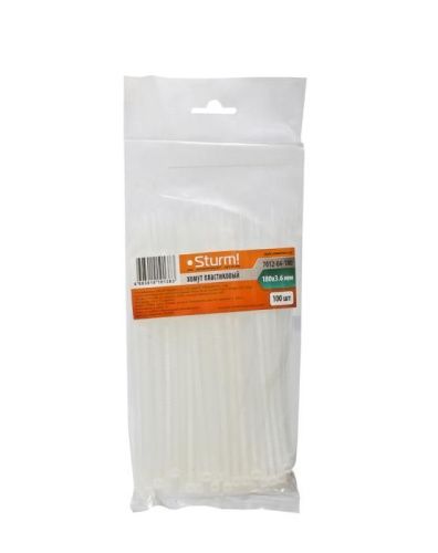 Хомуты пластмассовые белые, 180 х 3, 6 мм, 100 шт/уп  Sturm-Tehinstrument
