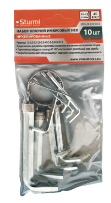 Набор ключей HEX, 10 шт, никелированные, на кольце  Sturm-Tehinstrument