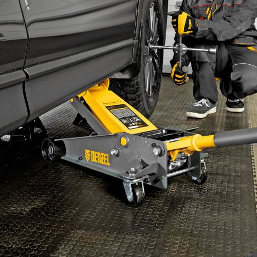 Домкрат гидравлический подкатной 3 т, с фиксатором, быстрый подъем, 135-480 мм, профессиональный Denzel-Tehinstrument