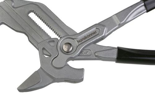 Клещи-переставные, 300мм, кнопочный шарнир, без засечек на губках, Hanskonner-Tehinstrument