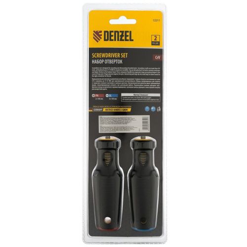 Набор отверток комбинированный 2 шт., CrV, трехкомпонентная рукоятка Denzel-Tehinstrument