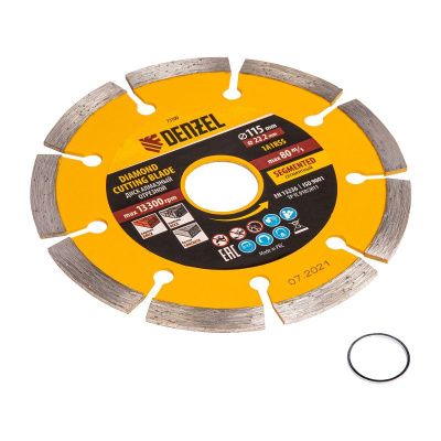 Диск алмазный, отрезной сегментный, 115 х 22.2 мм, сухая резка Denzel-Tehinstrument