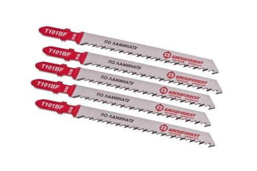 Пилки для лобзика по ламинату T101BF, 5 шт, 100х74мм, шаг зуба 2,5мм, чистый прямой рез, BIM, БОЕКОМПЛЕКТ-Tehinstrument