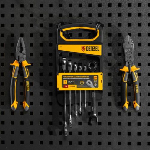 Набор ключей комбинированных трещоточных 6-17 мм, 6 шт., CrV, матовый хром Denzel-Tehinstrument