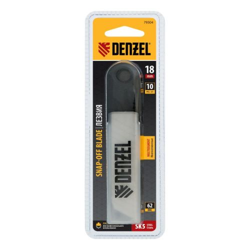 Лезвия, 18 мм, сталь SK5 - 0,5 мм, многосегментные, 10 штук Denzel-Tehinstrument