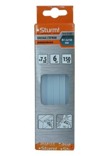 Клеевые стержни для пистолета, 7,5х150мм, 6 шт, прозрачные,  Sturm-Tehinstrument