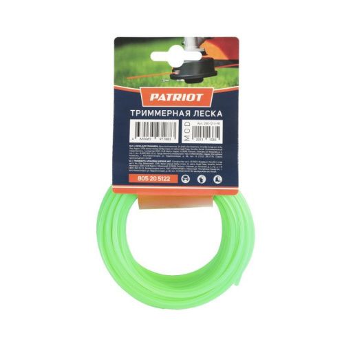 Леска D 2,4 мм L 12 м (звезда, зеленая), Patriot-Tehinstrument