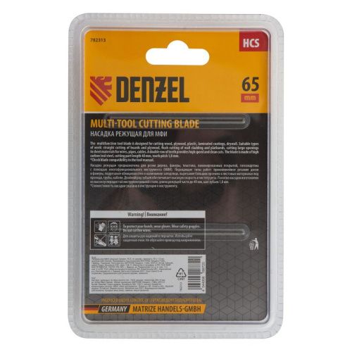 Насадка для МФИ режущая прямая, HCS, по дереву, ламинату 65 х 1.8 мм, крупный зуб Denzel-Tehinstrument