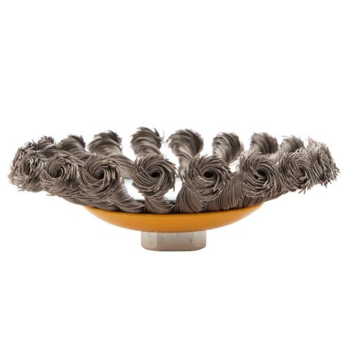 Щетка для УШМ, 125 мм, "Тарелка", крученая нержавеющая проволока 0.5 мм, М14 Denzel-Tehinstrument