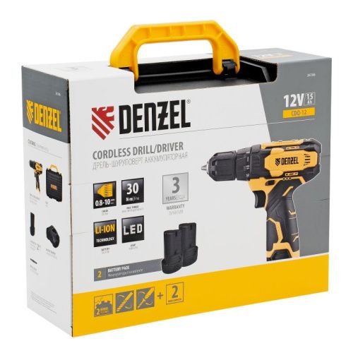 Аккумуляторный шуруповерт Denzel CDQ-12, Li-Ion, 12 В-Tehinstrument