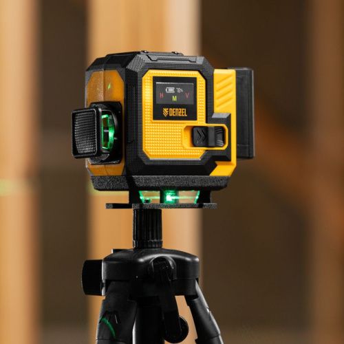 Лазерный уровень мультипризменный DLV-360-3T, 30 м, зеленый луч, Li-Ion 2,4 Aч, штатив // Denzel-Tehinstrument