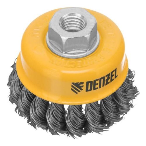 Щетка для УШМ, 75 мм, "Чашка", крученая нержавеющая проволока 0.5 мм, М14 Denzel-Tehinstrument