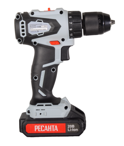 Дрель-шуруповерт аккумуляторная Ресанта ДА-20-2ЛК-Б (2,0 А/ч) (бесщеточный двигатель)-Tehinstrument