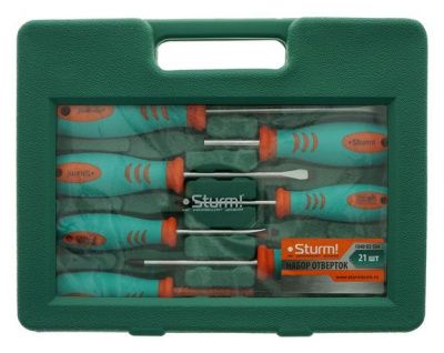 Набор отверток и бит 21 шт, пластиковый кейс, CrV,  Sturm-Tehinstrument